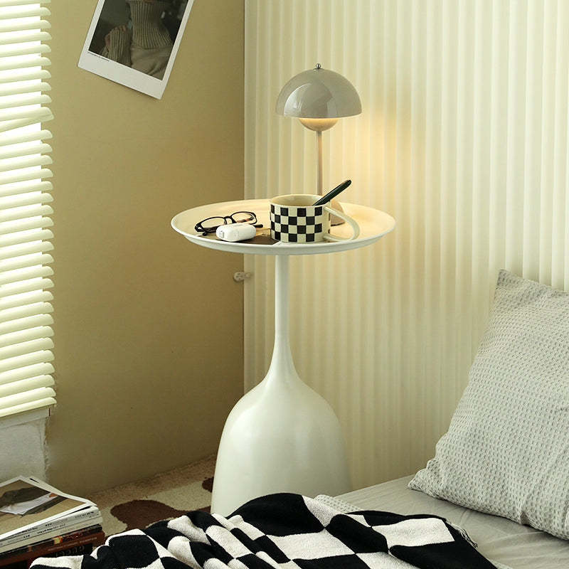 Round Top Side Table Metal 1 Leg Base Living Room End Side Table Clearhalo 'Coffee & Accent Tables' 'End & Side Tables' 'end_side_tables' 'furn' 'furn_end_side_tables' 'Furniture' 'Living Room Furniture' 6738420