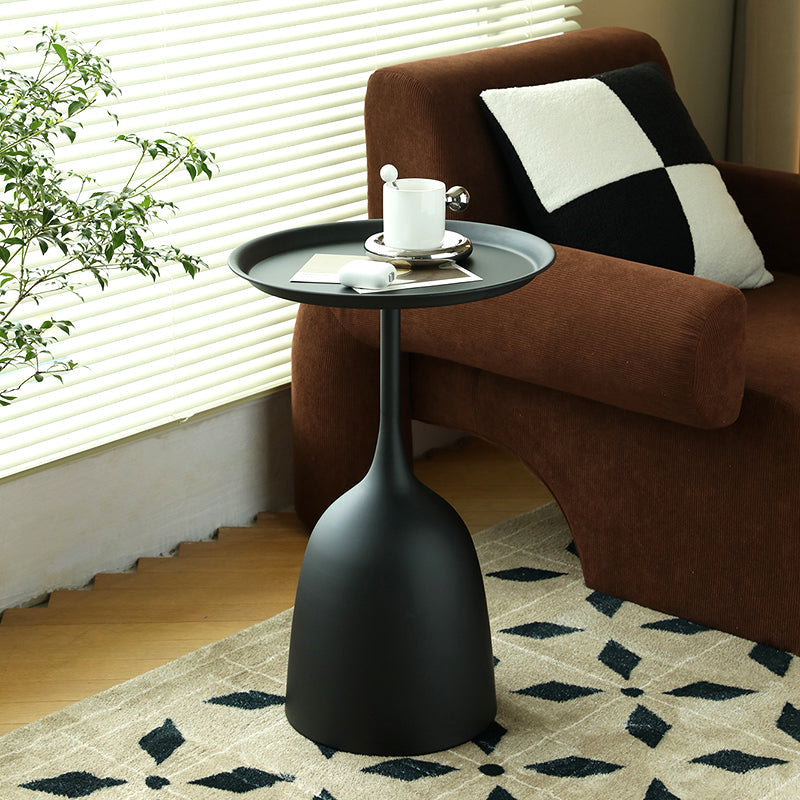 Round Top Side Table Metal 1 Leg Base Living Room End Side Table Clearhalo 'Coffee & Accent Tables' 'End & Side Tables' 'end_side_tables' 'furn' 'furn_end_side_tables' 'Furniture' 'Living Room Furniture' 6738423