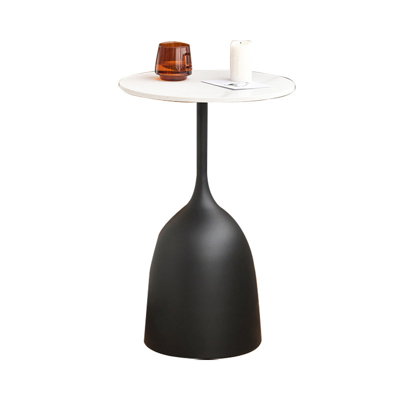 Round Top Side Table Metal 1 Leg Base Living Room End Side Table White-Black Stone 1 Clearhalo 'Coffee & Accent Tables' 'End & Side Tables' 'end_side_tables' 'furn' 'furn_end_side_tables' 'Furniture' 'Living Room Furniture' 6738424