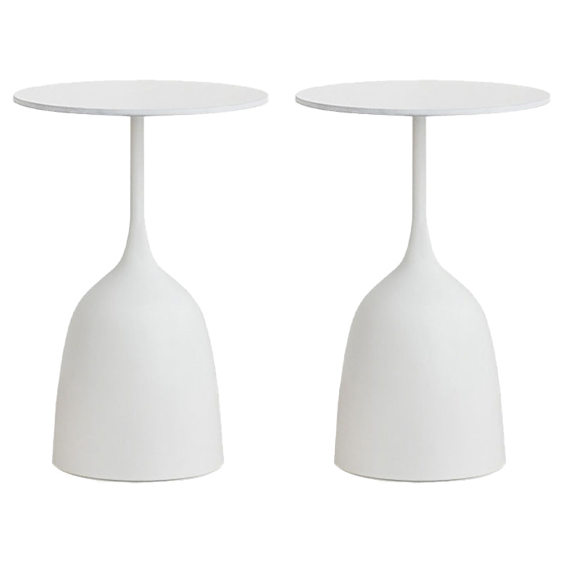 Round Top Side Table Metal 1 Leg Base Living Room End Side Table White Stone 2 Clearhalo 'Coffee & Accent Tables' 'End & Side Tables' 'end_side_tables' 'furn' 'furn_end_side_tables' 'Furniture' 'Living Room Furniture' 6738427