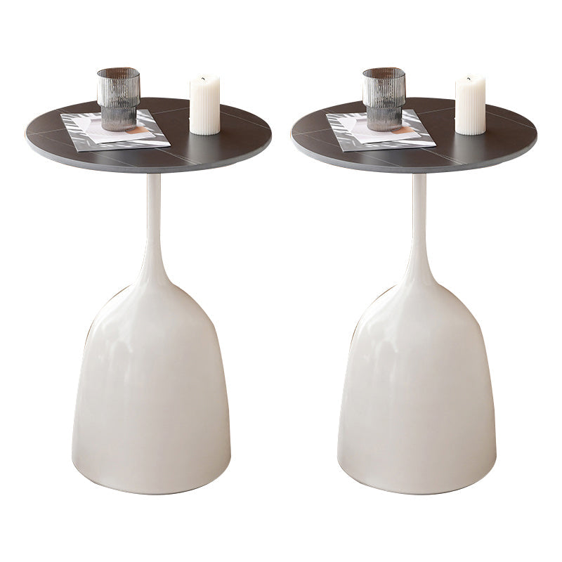 Round Top Side Table Metal 1 Leg Base Living Room End Side Table Black White Stone 2 Clearhalo 'Coffee & Accent Tables' 'End & Side Tables' 'end_side_tables' 'furn' 'furn_end_side_tables' 'Furniture' 'Living Room Furniture' 6738429