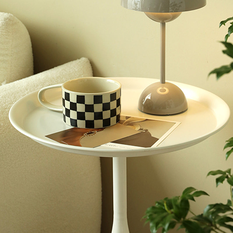 Round Top Side Table Metal 1 Leg Base Living Room End Side Table Clearhalo 'Coffee & Accent Tables' 'End & Side Tables' 'end_side_tables' 'furn' 'furn_end_side_tables' 'Furniture' 'Living Room Furniture' 6738430