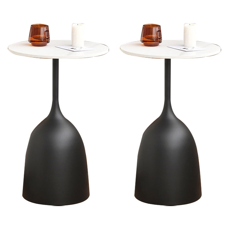 Round Top Side Table Metal 1 Leg Base Living Room End Side Table White-Black Stone 2 Clearhalo 'Coffee & Accent Tables' 'End & Side Tables' 'end_side_tables' 'furn' 'furn_end_side_tables' 'Furniture' 'Living Room Furniture' 6738432