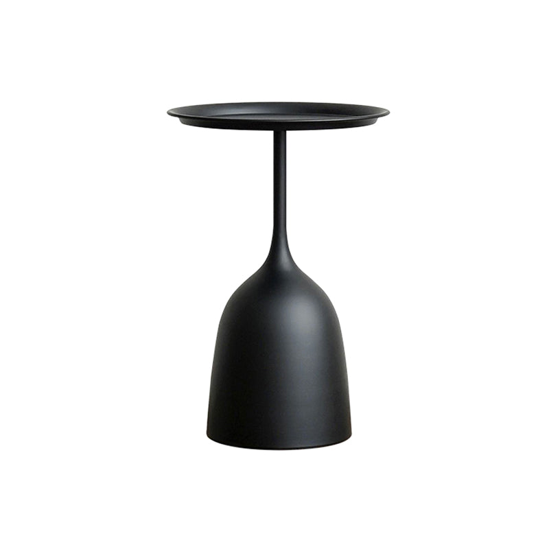Round Top Side Table Metal 1 Leg Base Living Room End Side Table Black Metal 1 Clearhalo 'Coffee & Accent Tables' 'End & Side Tables' 'end_side_tables' 'furn' 'furn_end_side_tables' 'Furniture' 'Living Room Furniture' 6738434