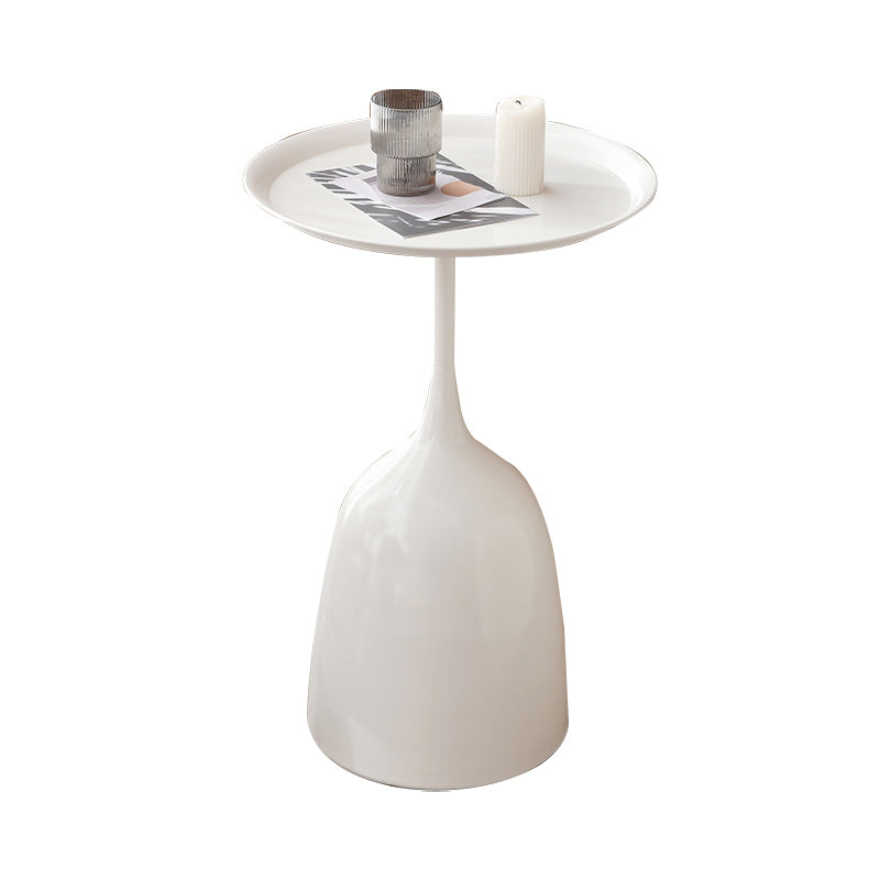 Round Top Side Table Metal 1 Leg Base Living Room End Side Table White Metal 1 Clearhalo 'Coffee & Accent Tables' 'End & Side Tables' 'end_side_tables' 'furn' 'furn_end_side_tables' 'Furniture' 'Living Room Furniture' 6738436