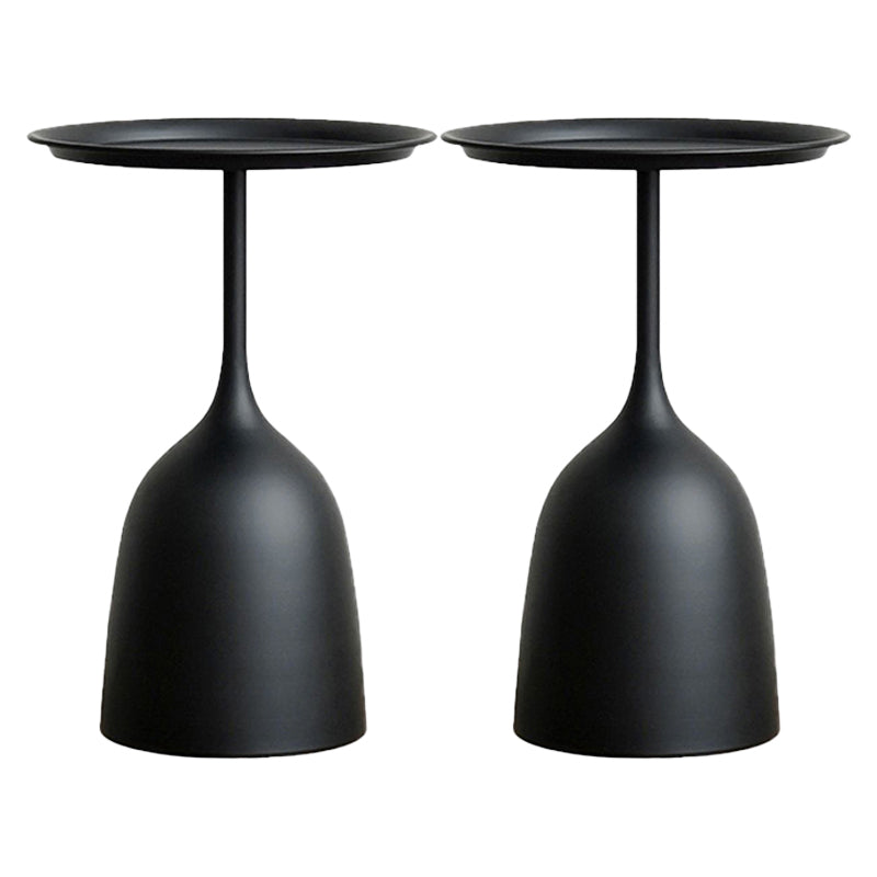 Round Top Side Table Metal 1 Leg Base Living Room End Side Table Black Metal 2 Clearhalo 'Coffee & Accent Tables' 'End & Side Tables' 'end_side_tables' 'furn' 'furn_end_side_tables' 'Furniture' 'Living Room Furniture' 6738437