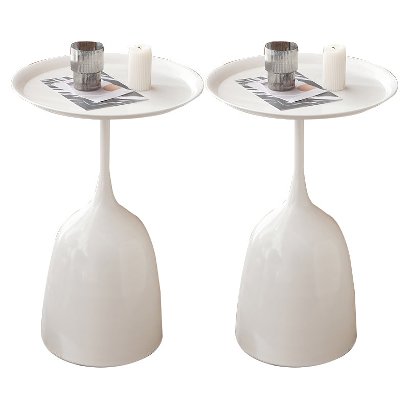 Round Top Side Table Metal 1 Leg Base Living Room End Side Table White Metal 2 Clearhalo 'Coffee & Accent Tables' 'End & Side Tables' 'end_side_tables' 'furn' 'furn_end_side_tables' 'Furniture' 'Living Room Furniture' 6738439