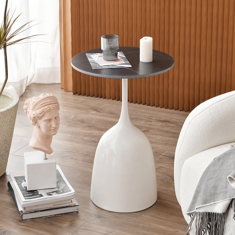 Round Top Side Table Metal 1 Leg Base Living Room End Side Table Clearhalo 'Coffee & Accent Tables' 'End & Side Tables' 'end_side_tables' 'furn' 'furn_end_side_tables' 'Furniture' 'Living Room Furniture' 6738442