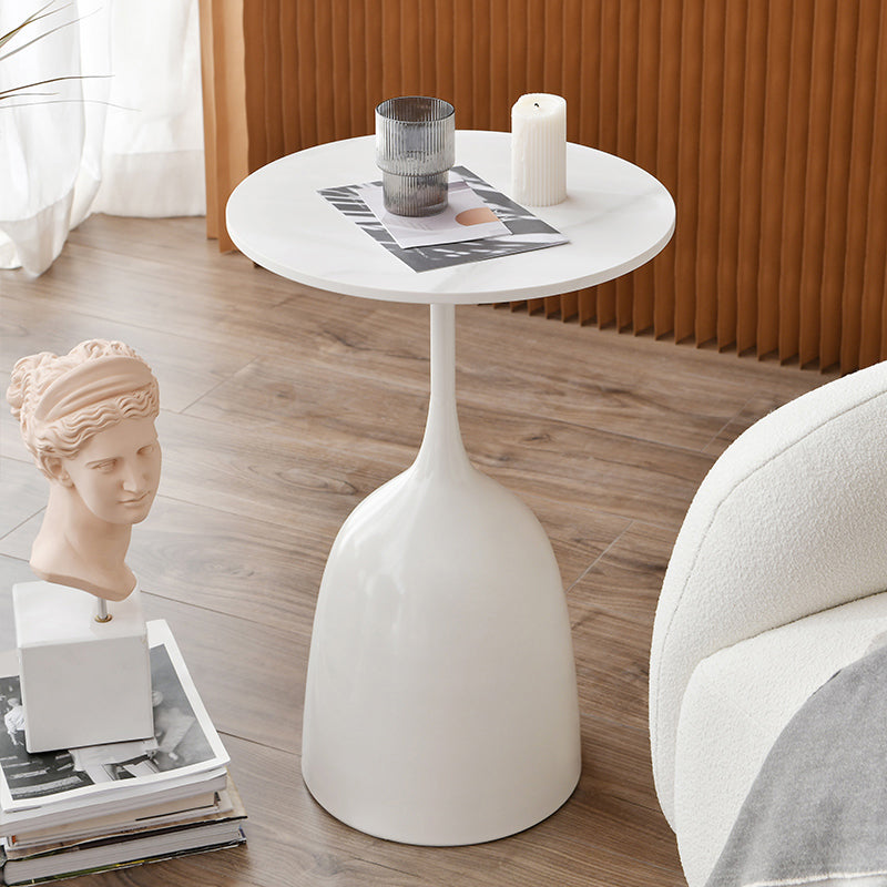 Round Top Side Table Metal 1 Leg Base Living Room End Side Table Clearhalo 'Coffee & Accent Tables' 'End & Side Tables' 'end_side_tables' 'furn' 'furn_end_side_tables' 'Furniture' 'Living Room Furniture' 6738443