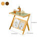 Contemporary Glass Top Accent Side Table for Living Room with Bamboo Base
