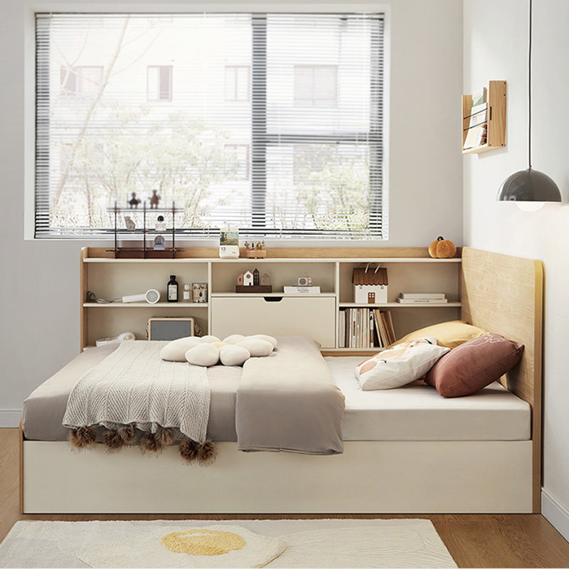 ノルディックナチュラルソリッドウッドベッド39.37 "H BookCaseには、ストレージ付きベッドフレームが含まれています