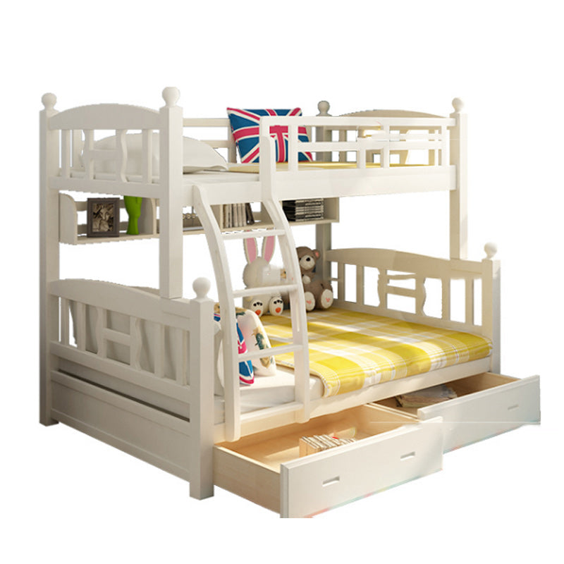 Solid Wood Bunk Bed Modern Style White Bunk Bed with Guardrail Storage Included Bed & Mattress Clearhalo 'Bedroom Furniture' 'Beds' 'furn' 'furn_beds' 'Furniture' 6738725