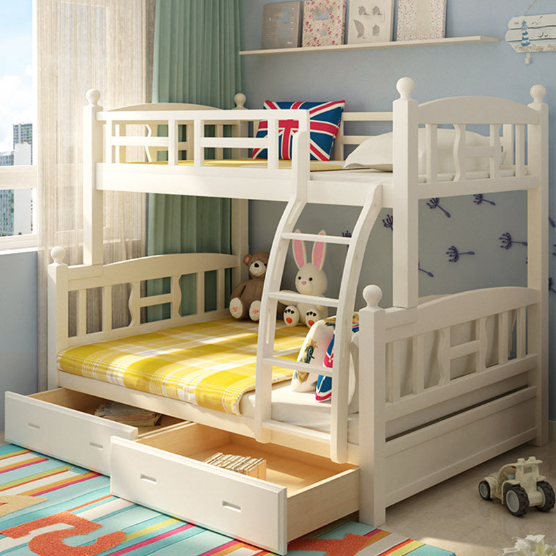 Solid Wood Bunk Bed Modern Style White Bunk Bed with Guardrail Clearhalo 'Bedroom Furniture' 'Beds' 'furn' 'furn_beds' 'Furniture' 6738726