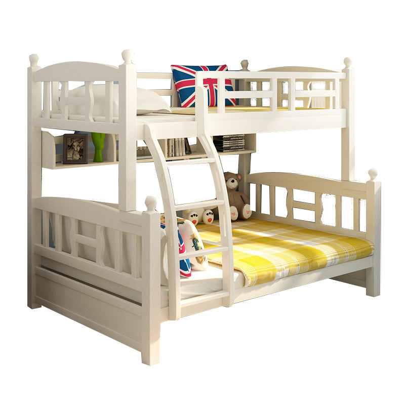 Solid Wood Bunk Bed Modern Style White Bunk Bed with Guardrail Bookcase Bed & Mattress Clearhalo 'Bedroom Furniture' 'Beds' 'furn' 'furn_beds' 'Furniture' 6738727