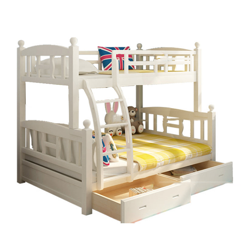 Solid Wood Bunk Bed Modern Style White Bunk Bed with Guardrail Pull-Out Storage Bed & Mattress Clearhalo 'Bedroom Furniture' 'Beds' 'furn' 'furn_beds' 'Furniture' 6738729