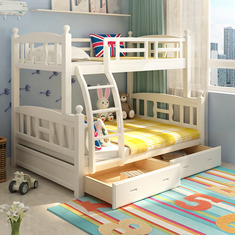Solid Wood Bunk Bed Modern Style White Bunk Bed with Guardrail Clearhalo 'Bedroom Furniture' 'Beds' 'furn' 'furn_beds' 'Furniture' 6738730