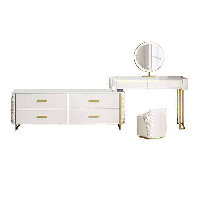 White Make-up Vanity 17.71" Wide Makeup Vanity Desk Table with 6 Drawers Makeup Vanity & Mirror & Stools 39"L x 18"W x 31"H Clearhalo 'Bedroom Furniture' 'furn' 'furn_makeup_vanities' 'Furniture' 'Makeup Vanities' 'makeup_vanities' 6738794