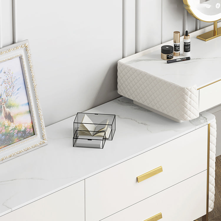 White Make-up Vanity 17.71" Wide Makeup Vanity Desk Table with 6 Drawers Clearhalo 'Bedroom Furniture' 'furn' 'furn_makeup_vanities' 'Furniture' 'Makeup Vanities' 'makeup_vanities' 6738802