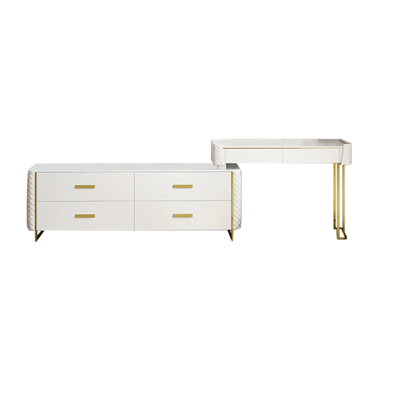 White Make-up Vanity 17.71" Wide Makeup Vanity Desk Table with 6 Drawers Makeup Vanity 31"L x 18"W x 31"H Clearhalo 'Bedroom Furniture' 'furn' 'furn_makeup_vanities' 'Furniture' 'Makeup Vanities' 'makeup_vanities' 6738807