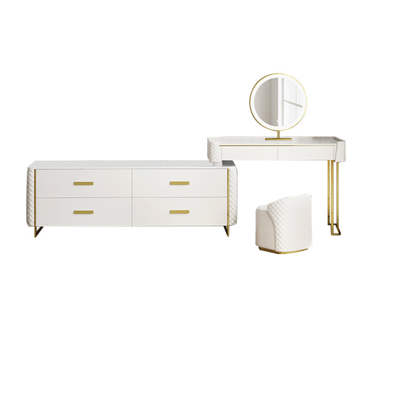 White Make-up Vanity 17.71" Wide Makeup Vanity Desk Table with 6 Drawers Makeup Vanity & Mirror & Stools 31"L x 18"W x 31"H Clearhalo 'Bedroom Furniture' 'furn' 'furn_makeup_vanities' 'Furniture' 'Makeup Vanities' 'makeup_vanities' 6738809