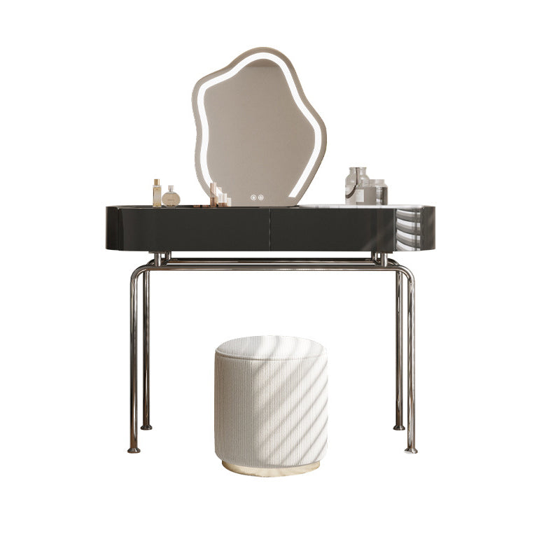 Tavolo da scrivania per trucco nero per trucco in legno con cassetto
