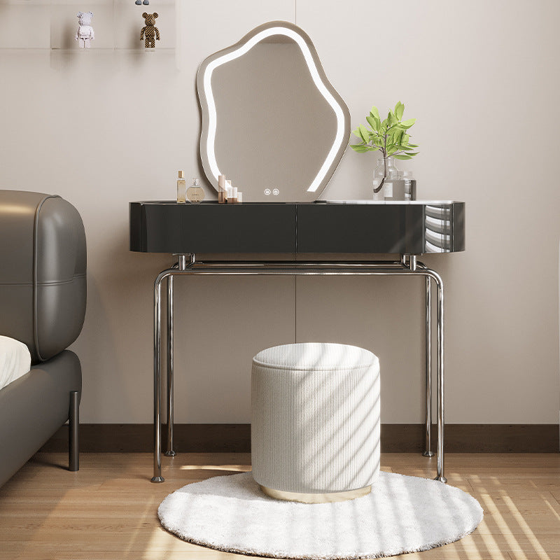 Tavolo da scrivania per trucco nero per trucco in legno con cassetto