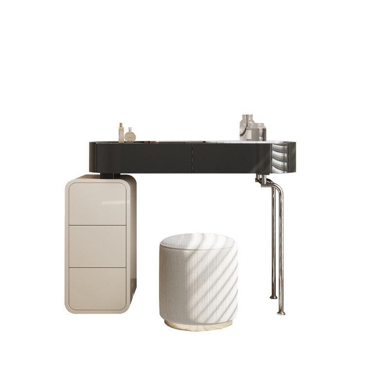 Tavolo da scrivania per trucco nero per trucco in legno con cassetto