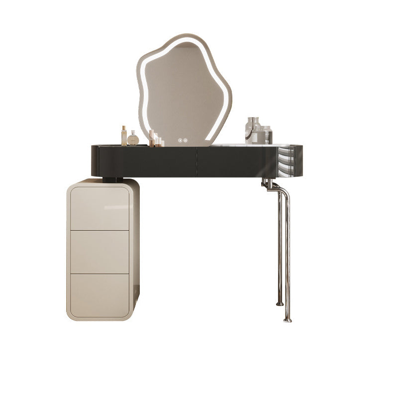 Tavolo da scrivania per trucco nero per trucco in legno con cassetto