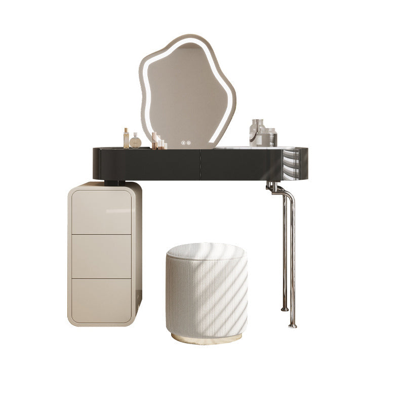 Tavolo da scrivania per trucco nero per trucco in legno con cassetto