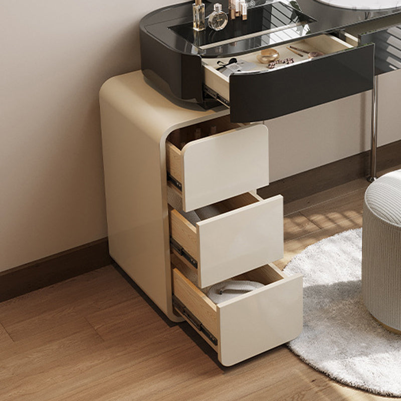 Tavolo da scrivania per trucco nero per trucco in legno con cassetto