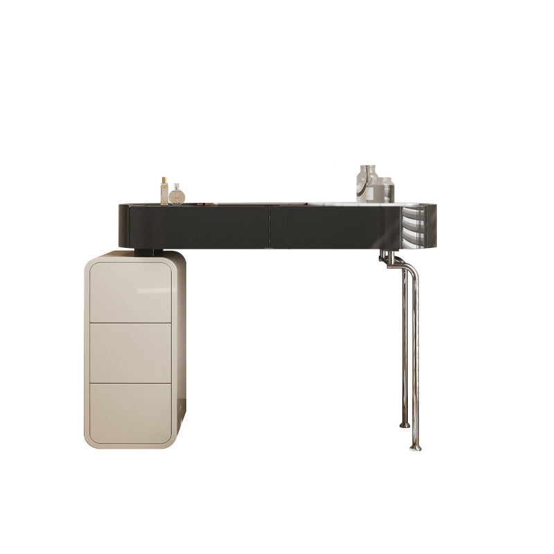 Tavolo da scrivania per trucco nero per trucco in legno con cassetto