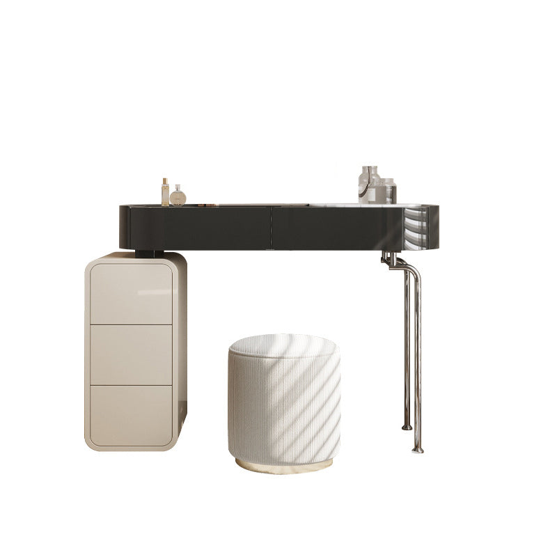 Tavolo da scrivania per trucco nero per trucco in legno con cassetto