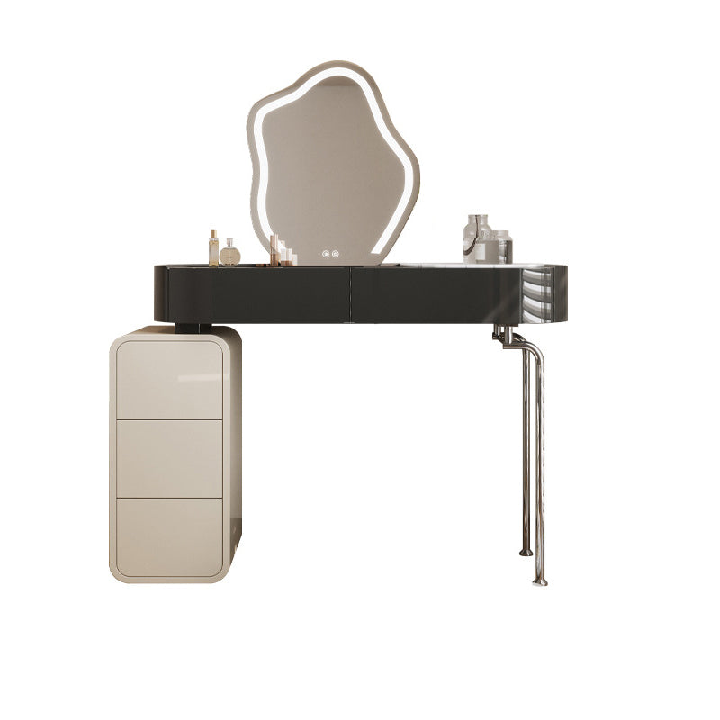 Tavolo da scrivania per trucco nero per trucco in legno con cassetto