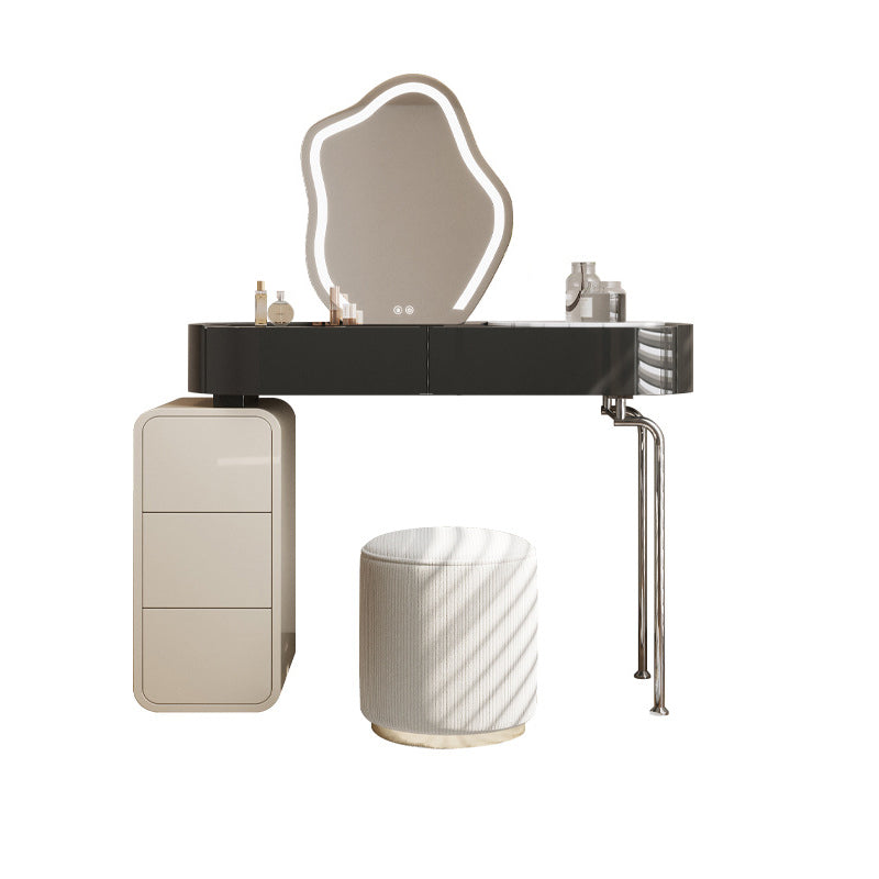 Tavolo da scrivania per trucco nero per trucco in legno con cassetto