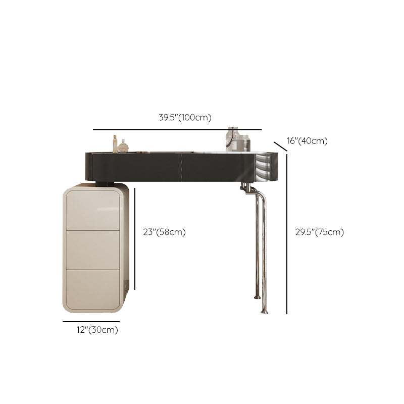 Tavolo da scrivania per trucco nero per trucco in legno con cassetto