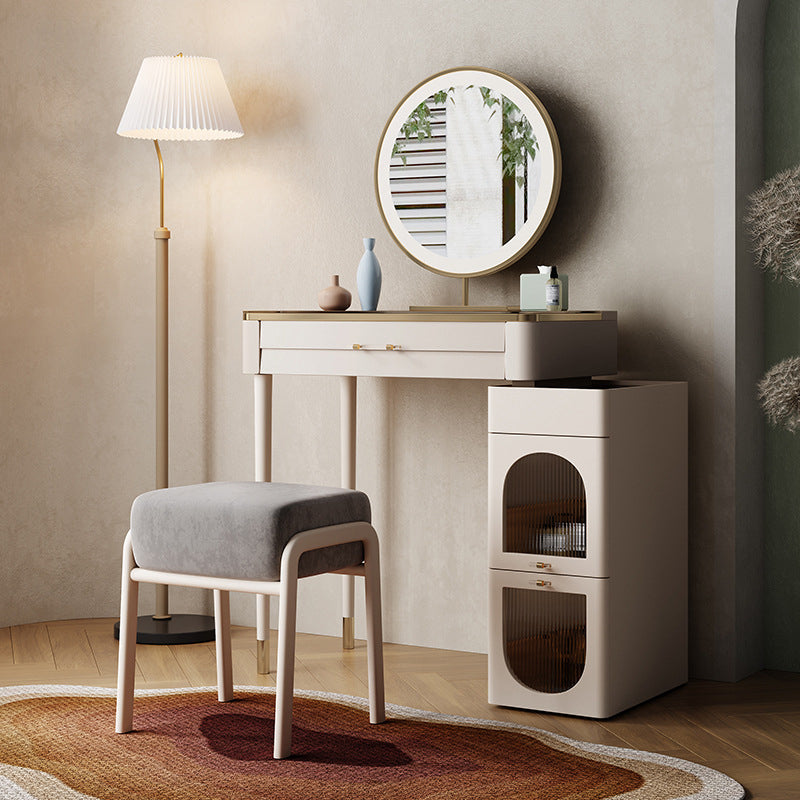 White Make-up Vanity Glass Top Makeup Vanity Desk Table with Drawer