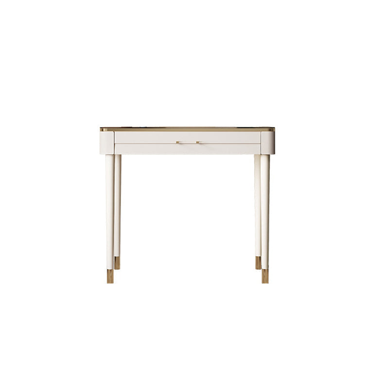 White Make-up Vanity Glass Top Makeup Vanity Desk Table with Drawer