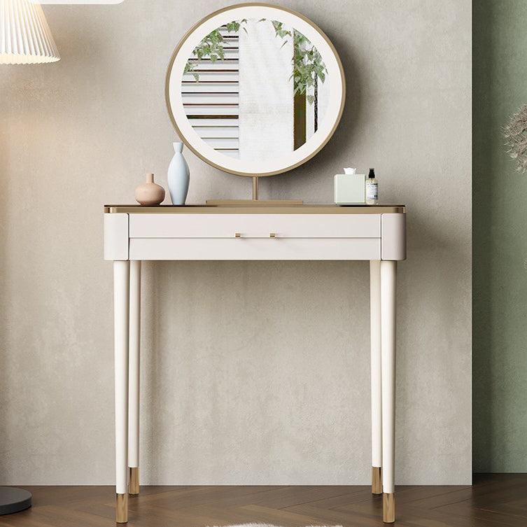 White Make-up Vanity Glass Top Makeup Vanity Desk Table with Drawer