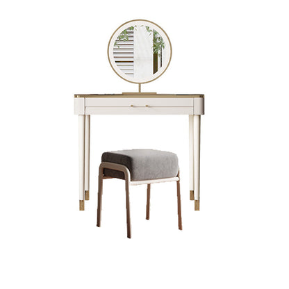 White Make-up Vanity Glass Top Makeup Vanity Desk Table with Drawer