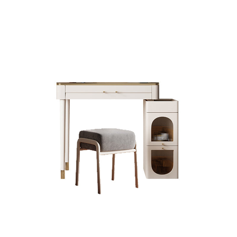 White Make-up Vanity Glass Top Makeup Vanity Desk Table with Drawer