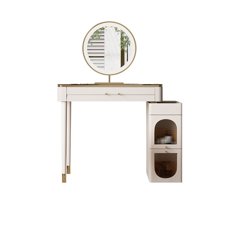 White Make-up Vanity Glass Top Makeup Vanity Desk Table with Drawer