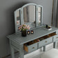 Traditional 3-Drawer Wood Dressing Table with Mirror Makeup Vanity Stool Clearhalo 'Bedroom Furniture' 'furn' 'furn_makeup_vanities' 'Furniture' 'Makeup Vanities' 'makeup_vanities' 6738920
