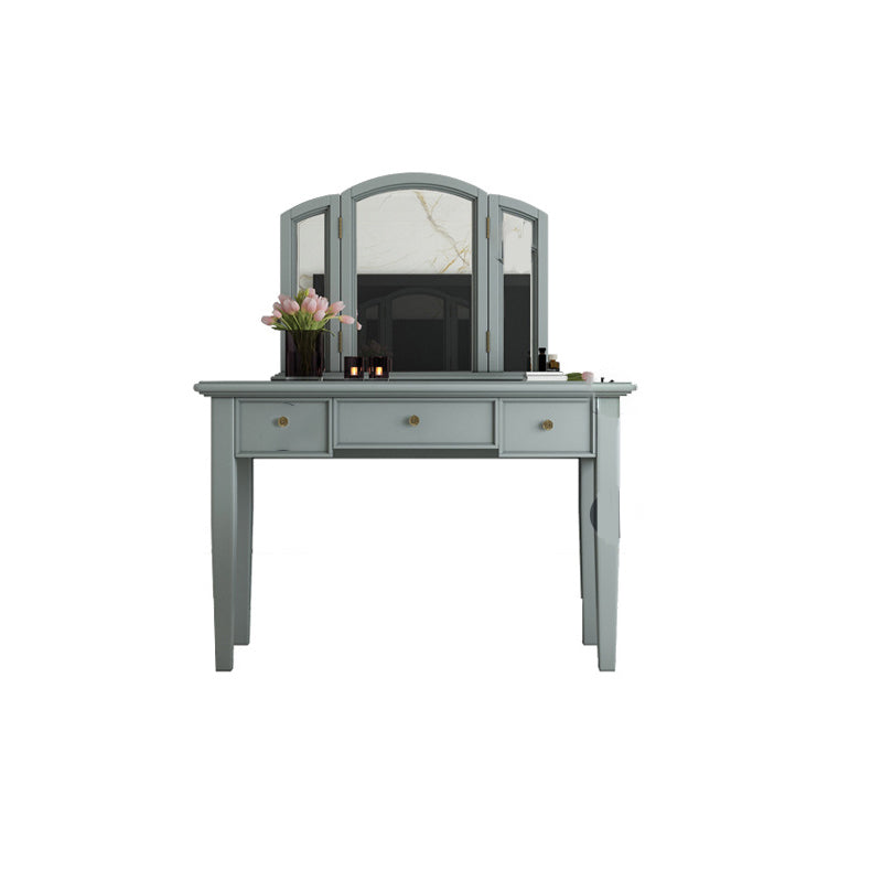 Traditional 3-Drawer Wood Dressing Table with Mirror Makeup Vanity Stool Clearhalo 'Bedroom Furniture' 'furn' 'furn_makeup_vanities' 'Furniture' 'Makeup Vanities' 'makeup_vanities' 6738925