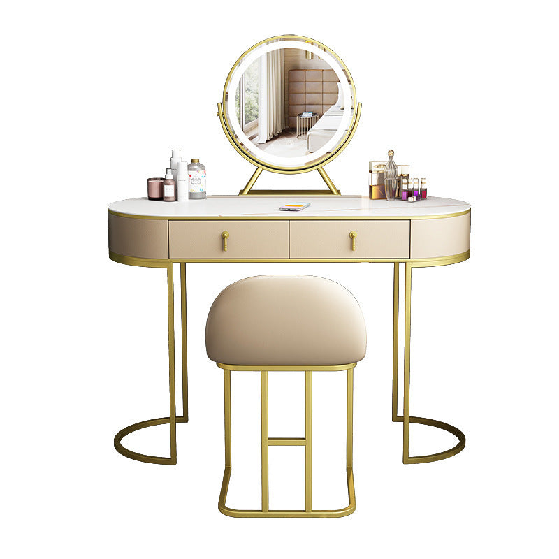 Glam 29.52 " H Slate Top Vanity Stool with Drawers Dressing Table Clearhalo 'Bedroom Furniture' 'furn' 'furn_makeup_vanities' 'Furniture' 'Makeup Vanities' 'makeup_vanities' 6738945