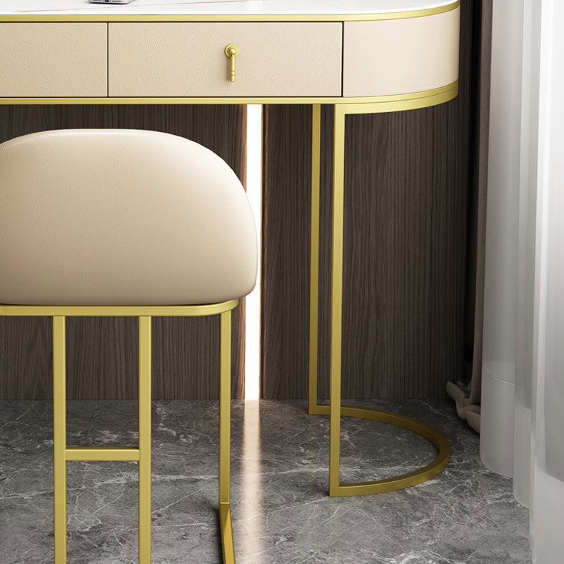 Glam 29.52 " H Slate Top Vanity Stool with Drawers Dressing Table Clearhalo 'Bedroom Furniture' 'furn' 'furn_makeup_vanities' 'Furniture' 'Makeup Vanities' 'makeup_vanities' 6738947