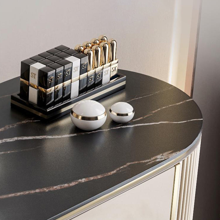 Modern 31.49 " H 2-Drawer Dressing Table Slate Top Vanity Stool Clearhalo 'Bedroom Furniture' 'furn' 'furn_makeup_vanities' 'Furniture' 'Makeup Vanities' 'makeup_vanities' 6738963