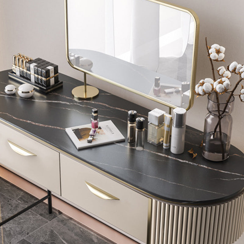 Modern 31.49 " H 2-Drawer Dressing Table Slate Top Vanity Stool Clearhalo 'Bedroom Furniture' 'furn' 'furn_makeup_vanities' 'Furniture' 'Makeup Vanities' 'makeup_vanities' 6738966