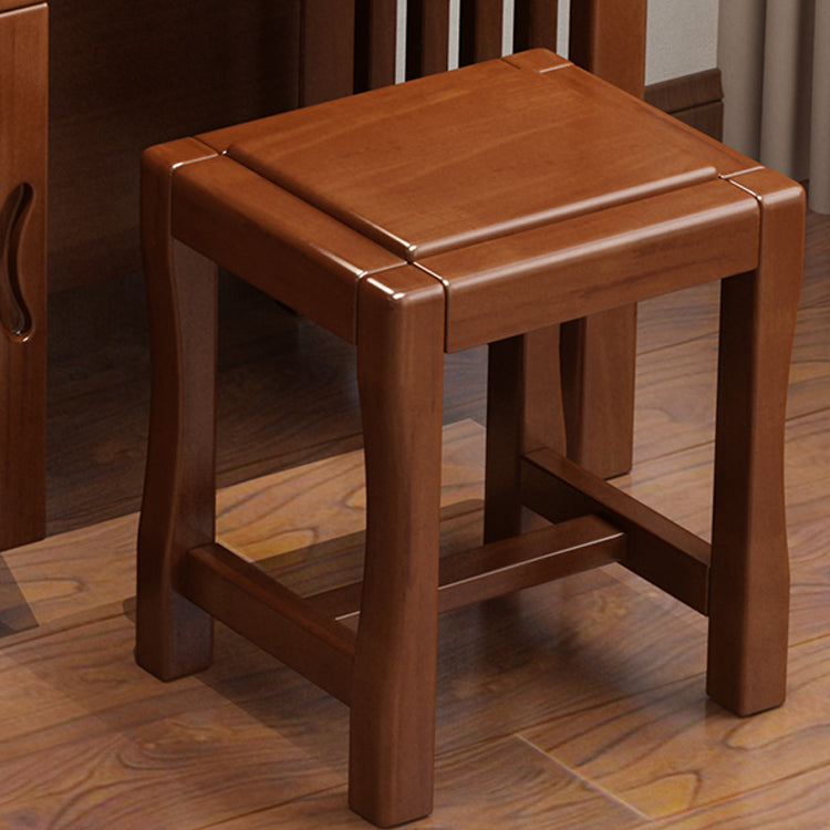 Tradizionale tavolo da toeletta in legno massiccio a 2 cassetti con sgabello da vanità per trucco a specchio