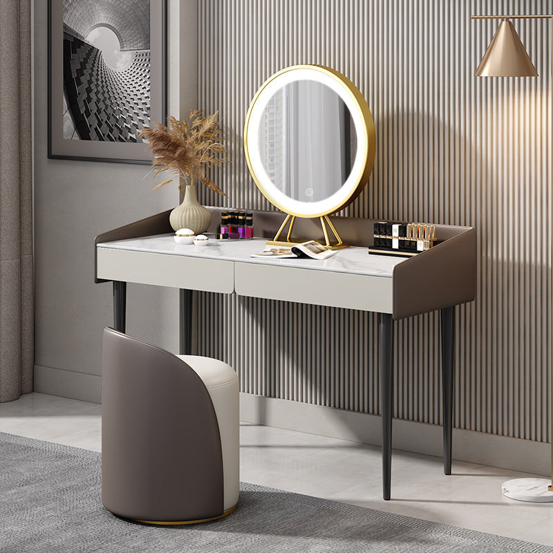 29,52 "altezza tavolo da trucco a 2 cassetti moderno sgabello da vanità in ardesia moderna