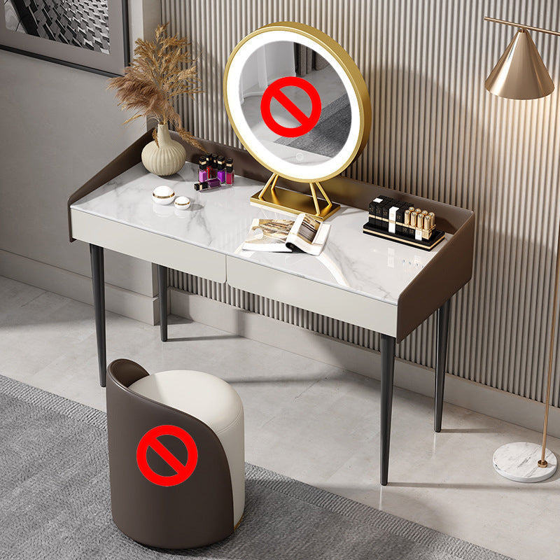 29,52 "altezza tavolo da trucco a 2 cassetti moderno sgabello da vanità in ardesia moderna